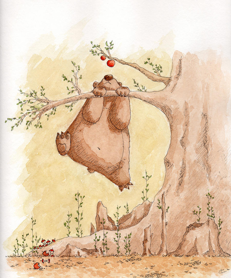 Bear wants apple by Tisseur-de-reves