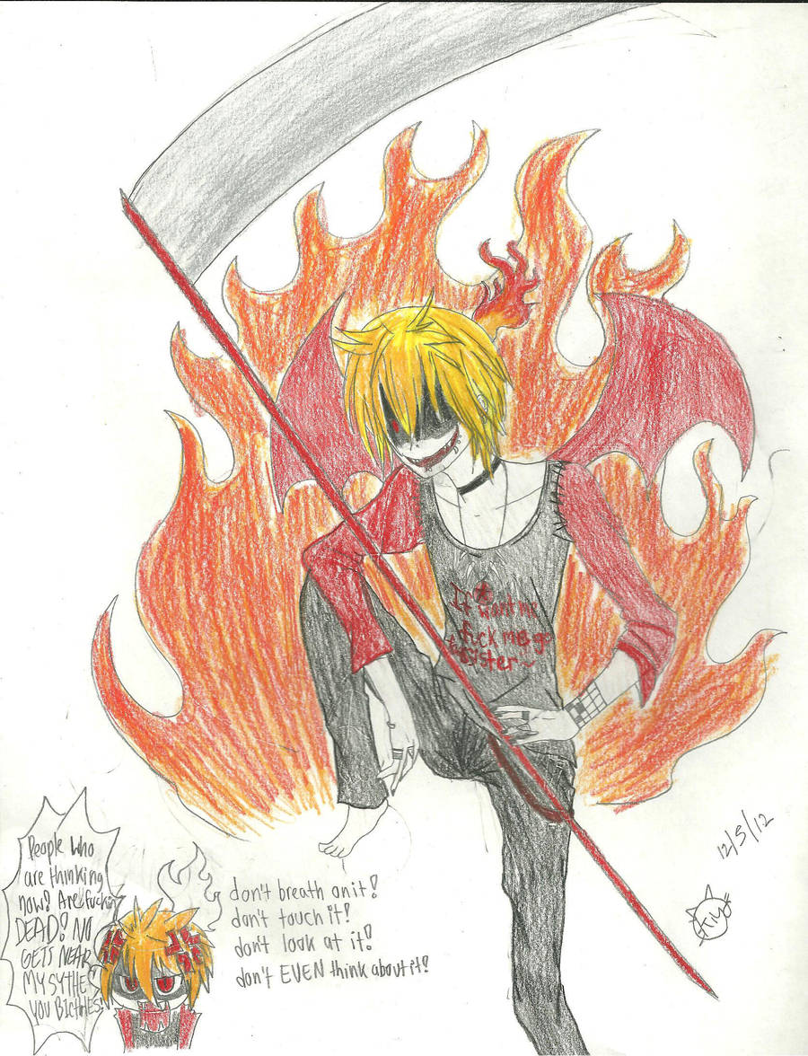 Len has somthing to say about his scythe.. by KiyaSparleVampire