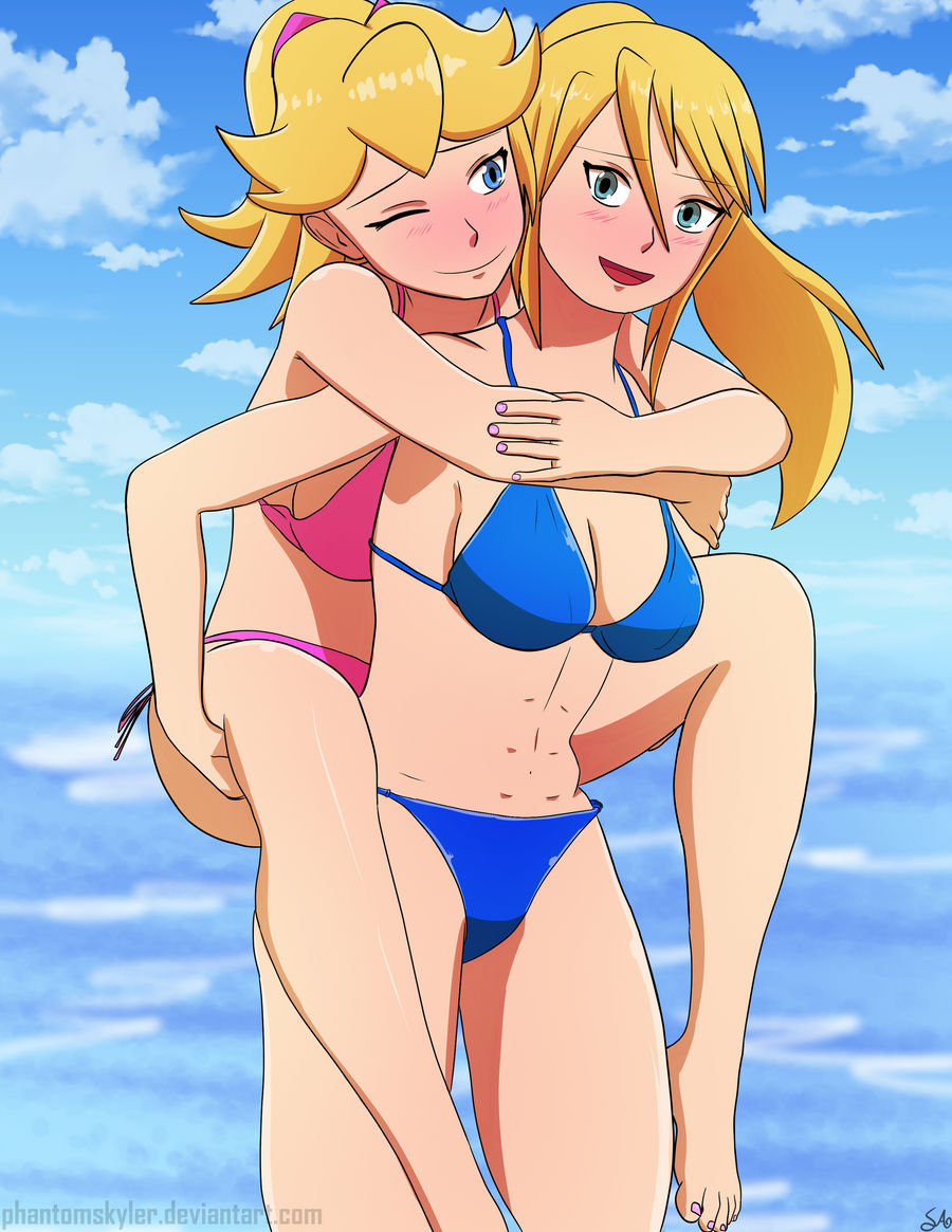 Samus and Peach - Beach Buddies by PhantomSkyler
