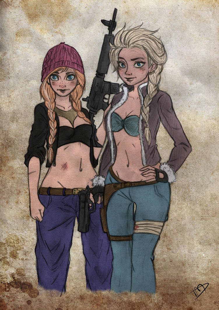 The Walking Disney : Anna and Elsa by Kasami-Sensei