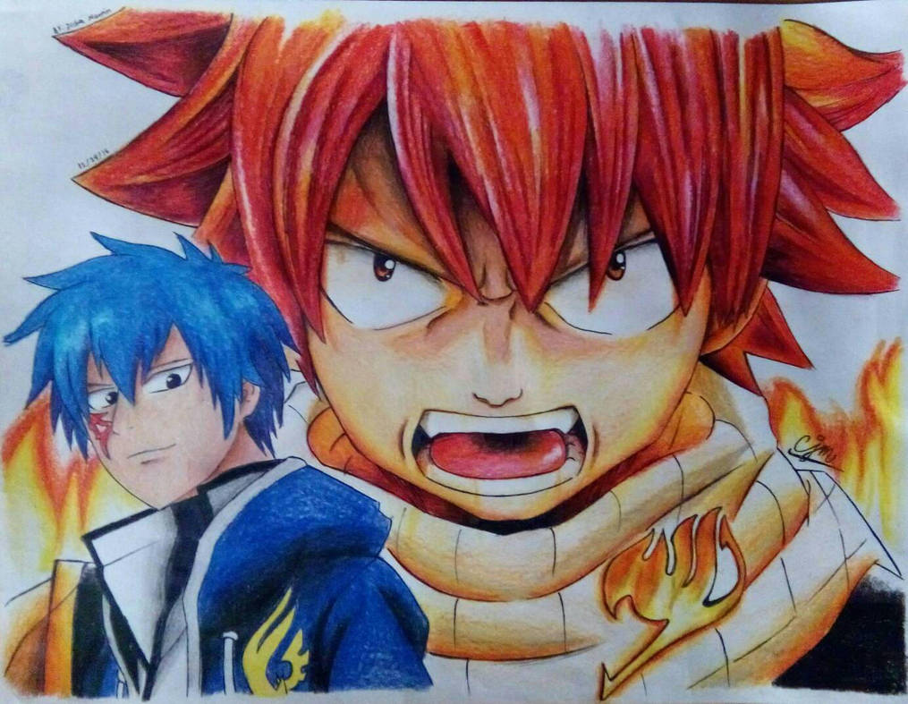 Fairy Tail Natsu And Jellal Drawing Colored By Josh18parker On