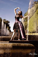 Ribbon purple taffeta underbust corset'' by Esaikha