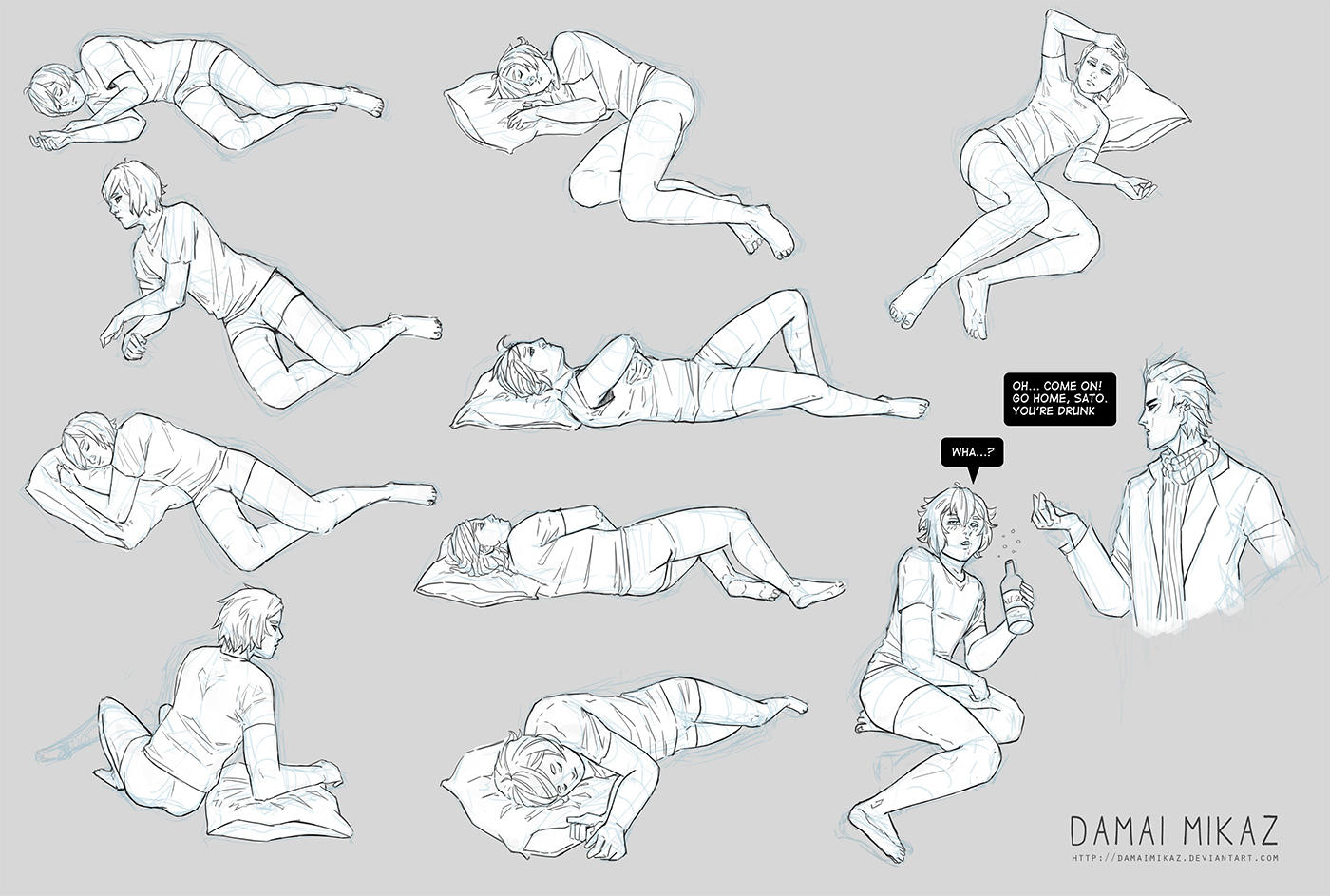 Sketchdump April 2016 [Laying poses] by DamaiMikaz on DeviantArt