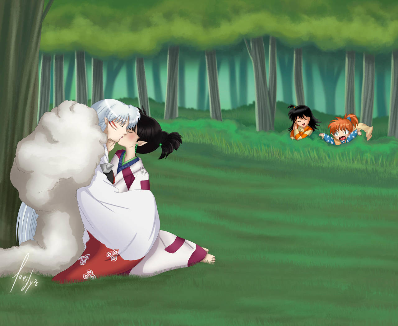 Sesshomaru and Kagura...kkissing?! by laeity on DeviantArt