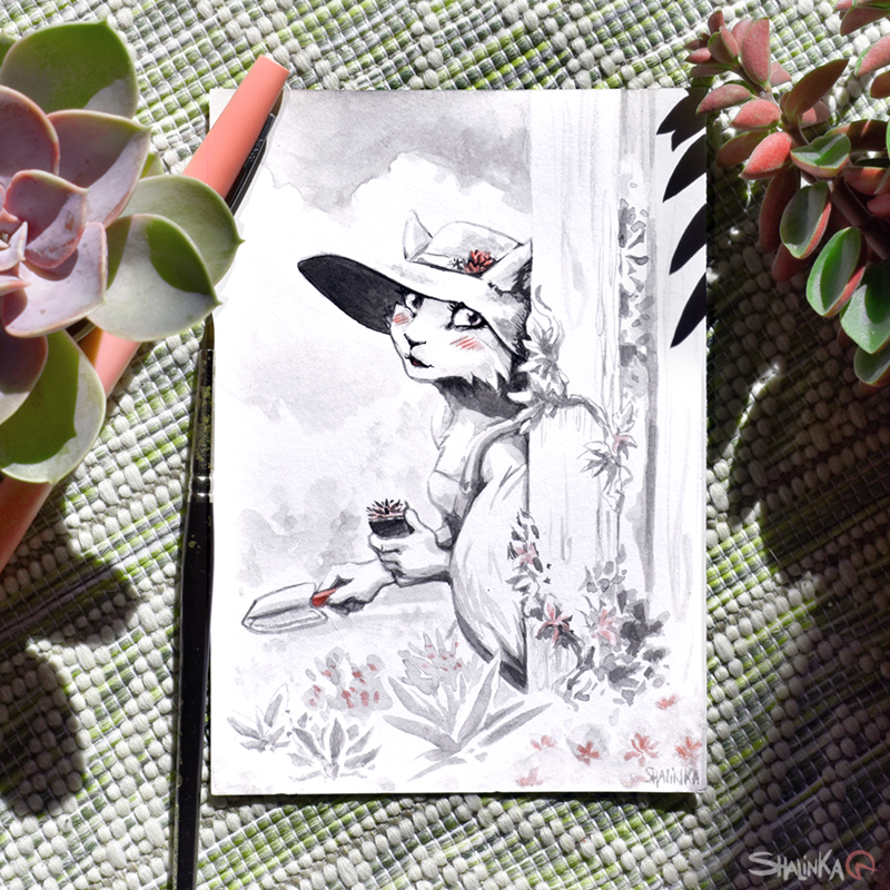 Inktober 2017 - 7# Shy by Shalinka