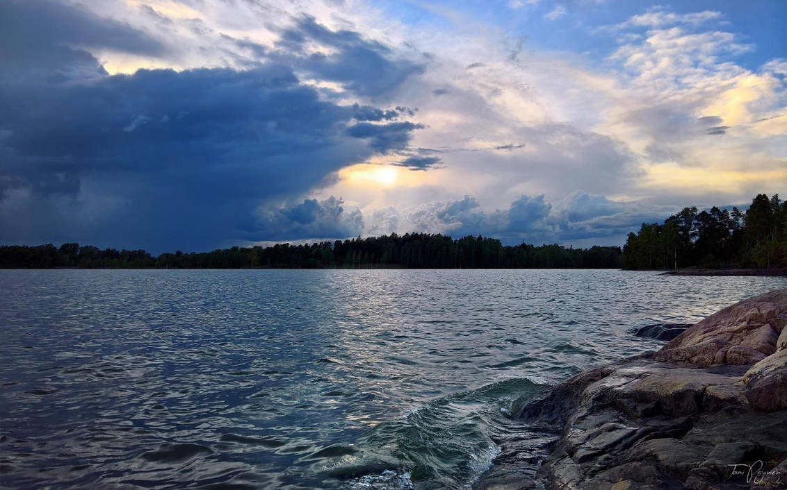 August Evening by the Sea by Pajunen