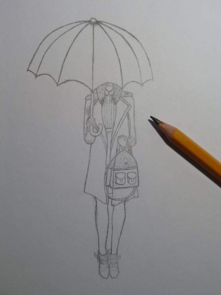 Tiny tainy drawing of girl with umbrella by vevusss