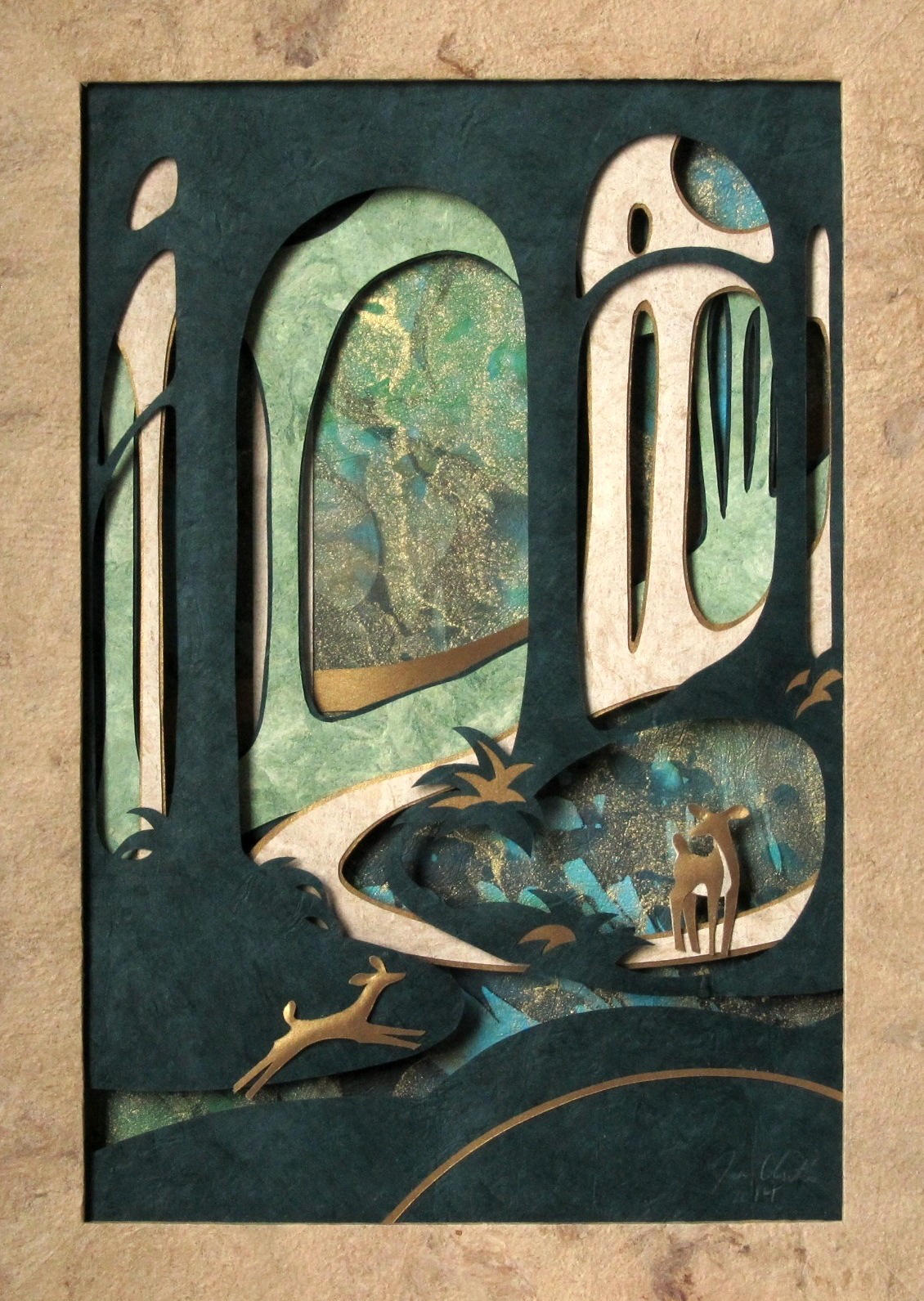 Greengold With Deer by cloutierj