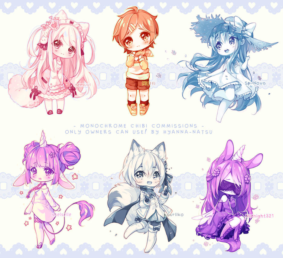 Monochrome Chibis by Hyanna-Natsu