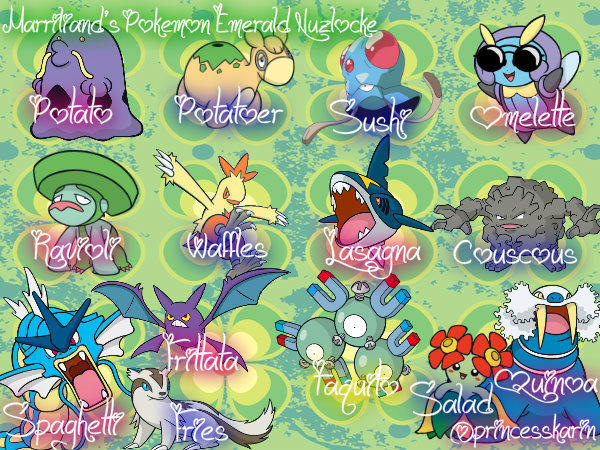 Marriland's Emerald Nuzlocke's Pokemon by PrincessKarinKoopa28