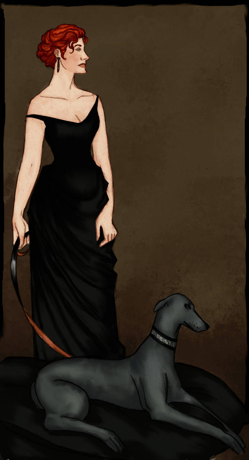 Lady with greyhound by JosieCarioca