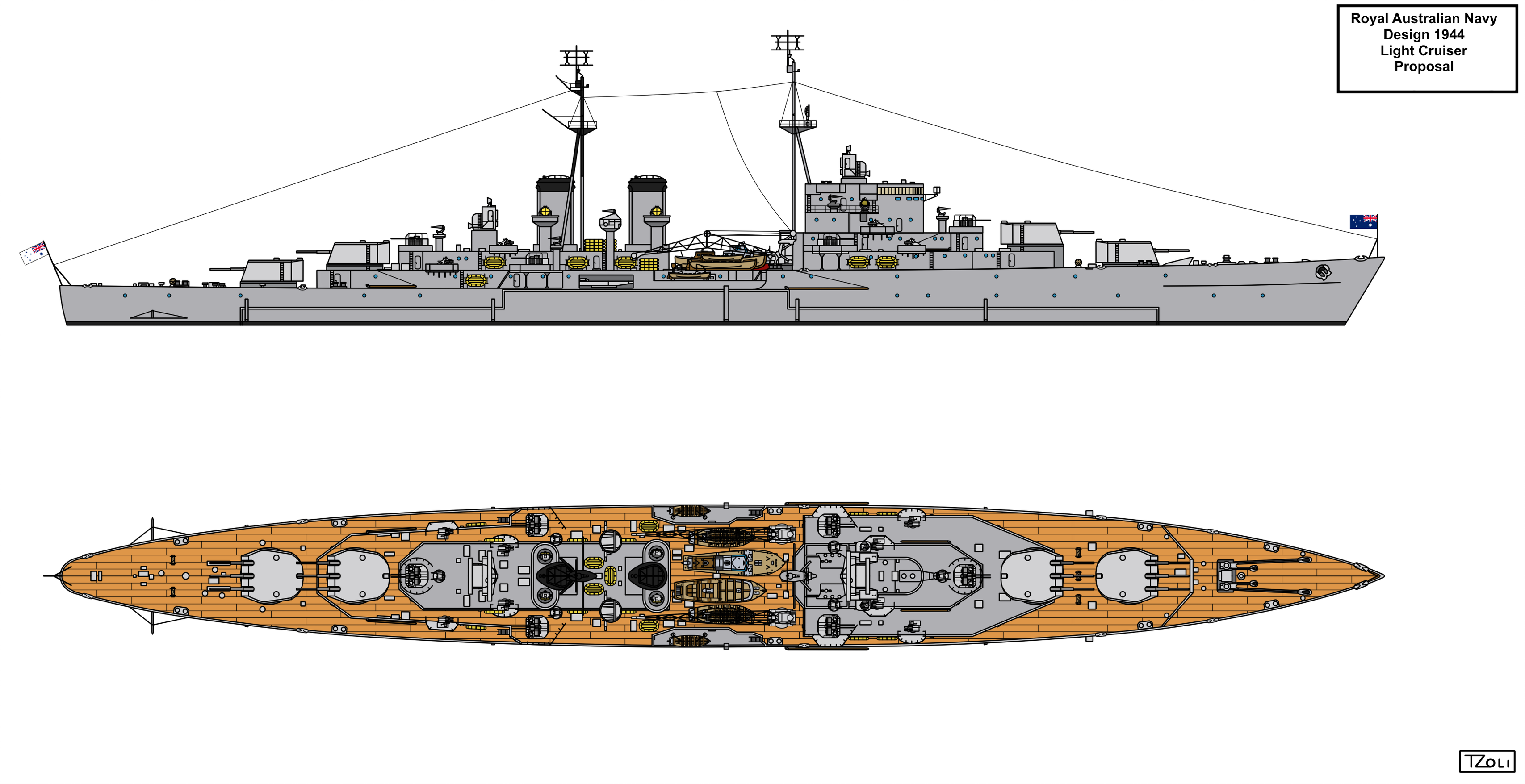 Royal Australian Navy 1944 Design Light Cruiser by Tzoli