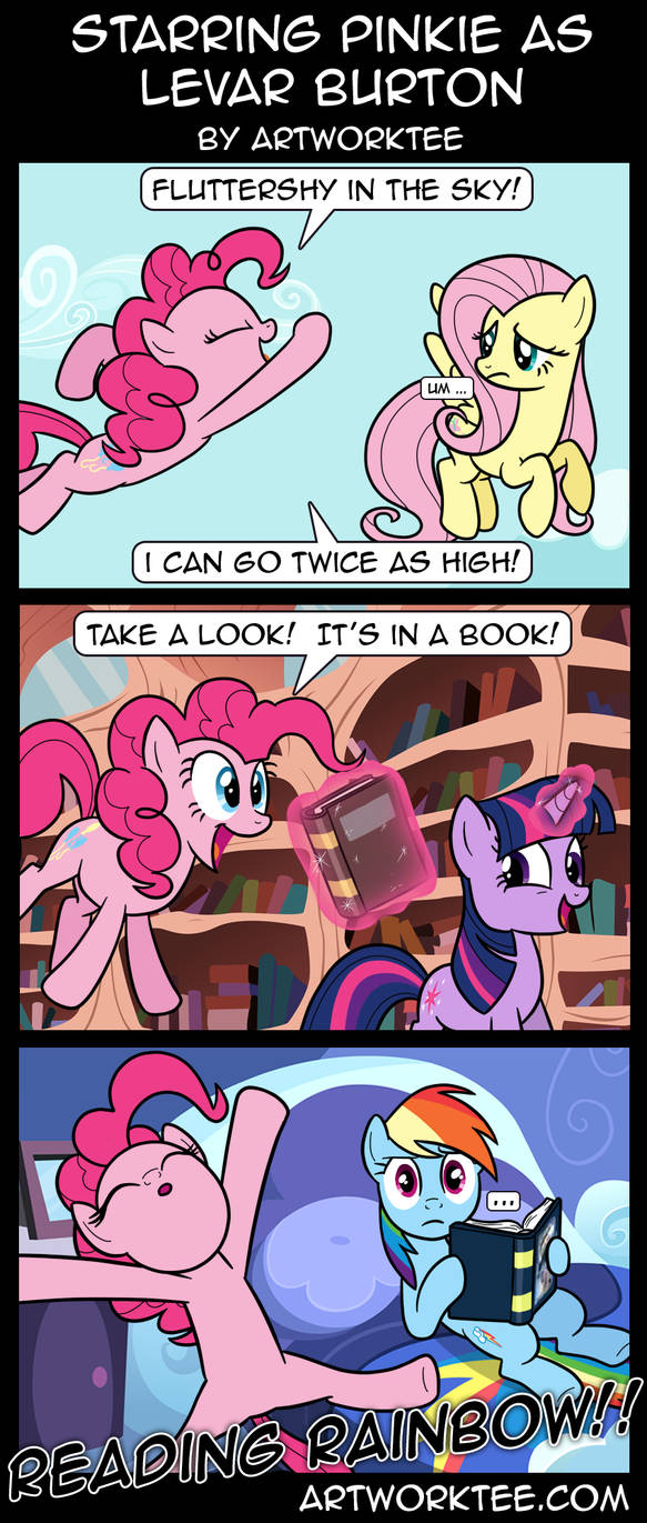 Comic: Starring Pinkie as Levar Burton by artwork-tee