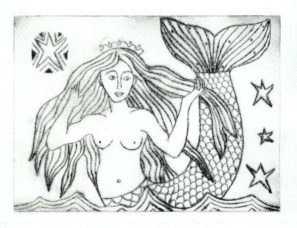 Craster Mermaid Etching by TootieFalootie