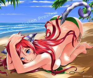 Commission - Tigresz on beach by HitmanN