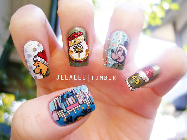 Disney Christmas Nails By Jeealee On Deviantart Disney Christmas Nails By Jeealee