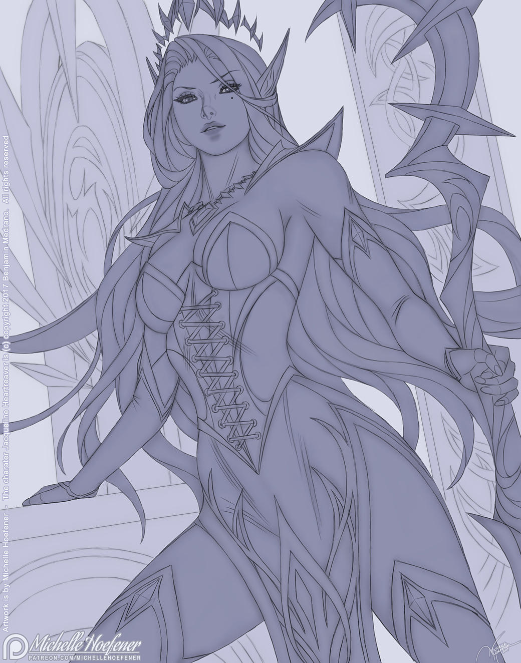 Jacqueline Heartreaver - Line Art by MichelleHoefener