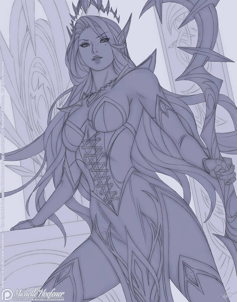 Jacqueline Heartreaver - Line Art by MichelleHoefener