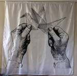 Big Crane Hands Curtain by truemarmalade