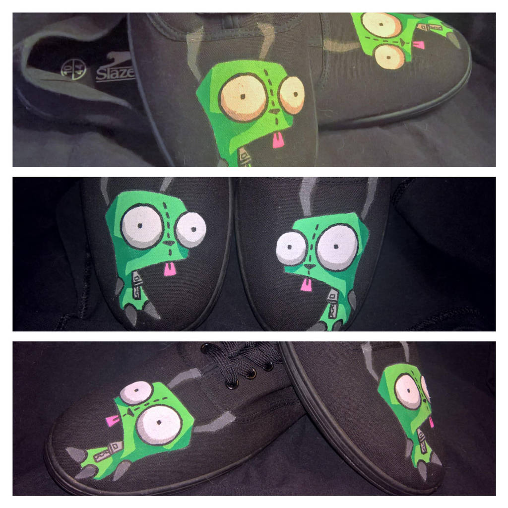 Handpainted Gir shoes Invader Zim by krissieb on DeviantArt