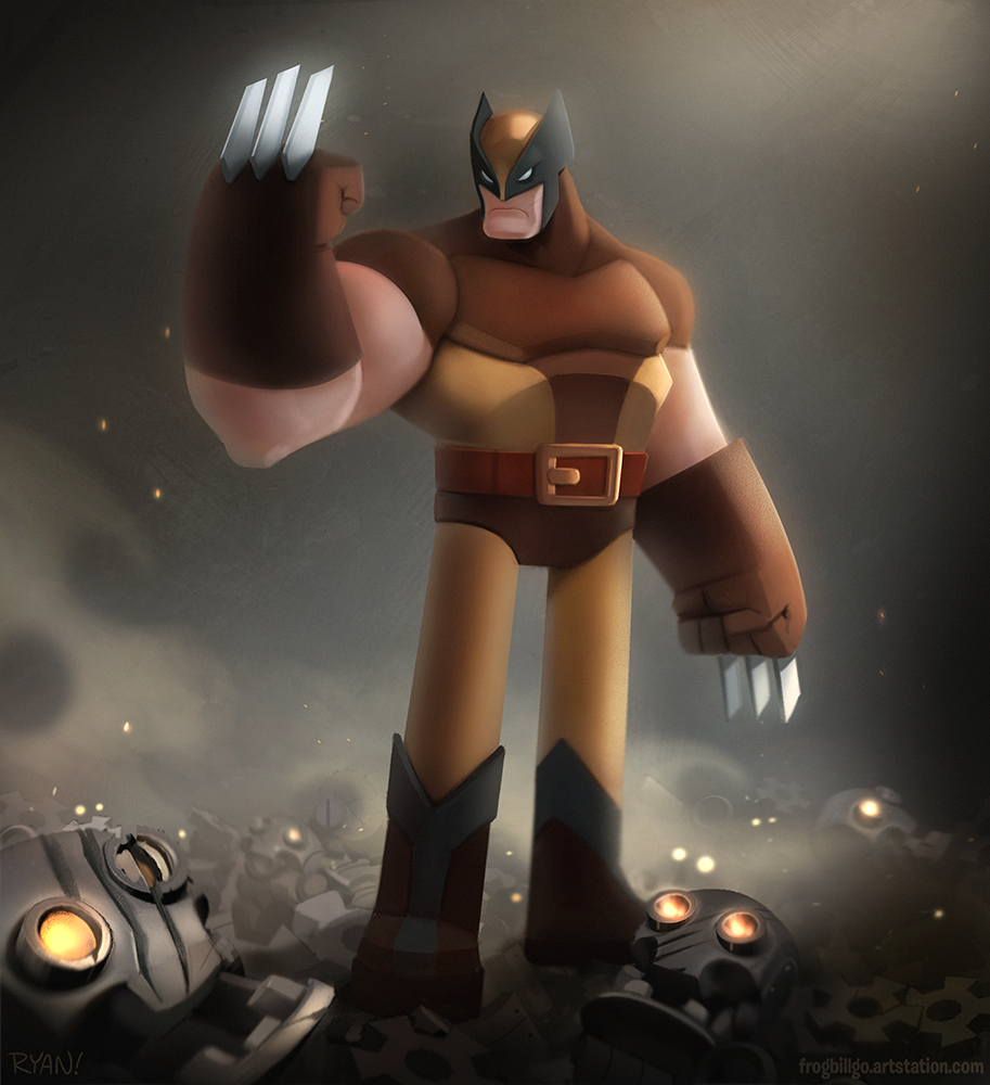 Wolvie and Robots by frogbillgo