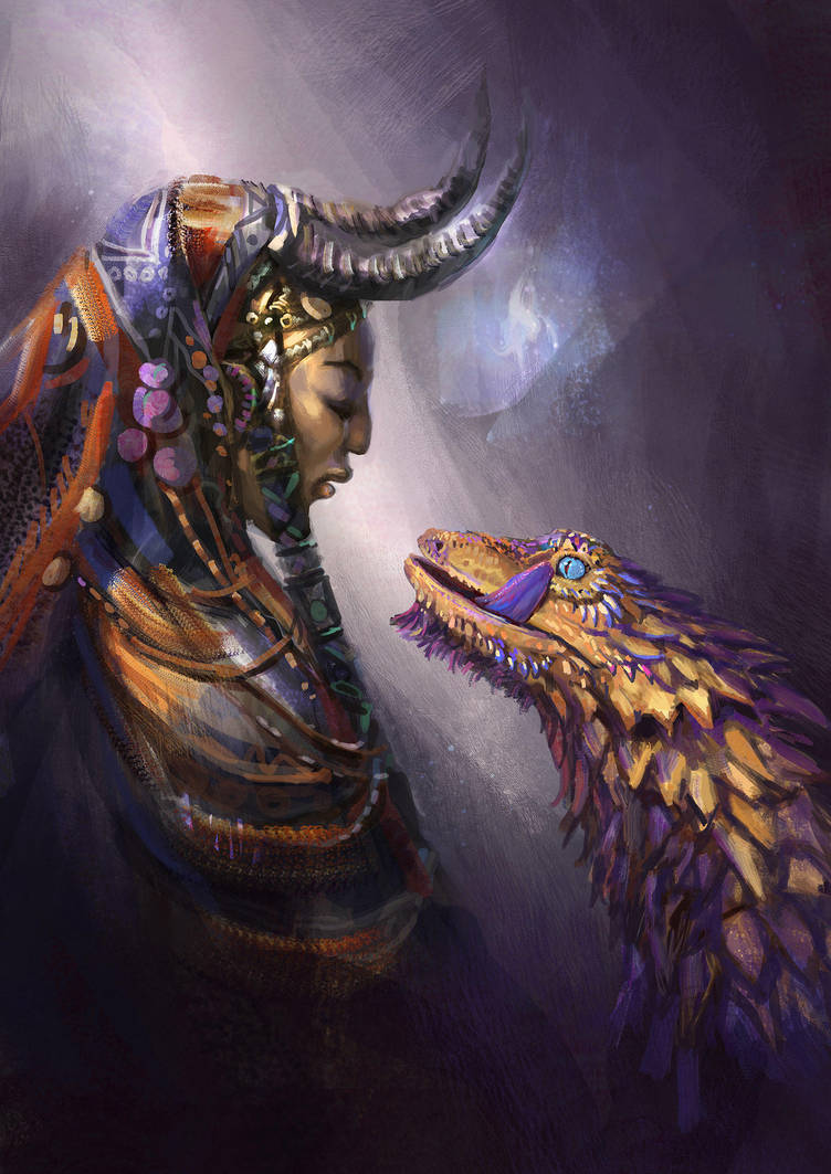 Feyki girl and her pet by Tsabo6