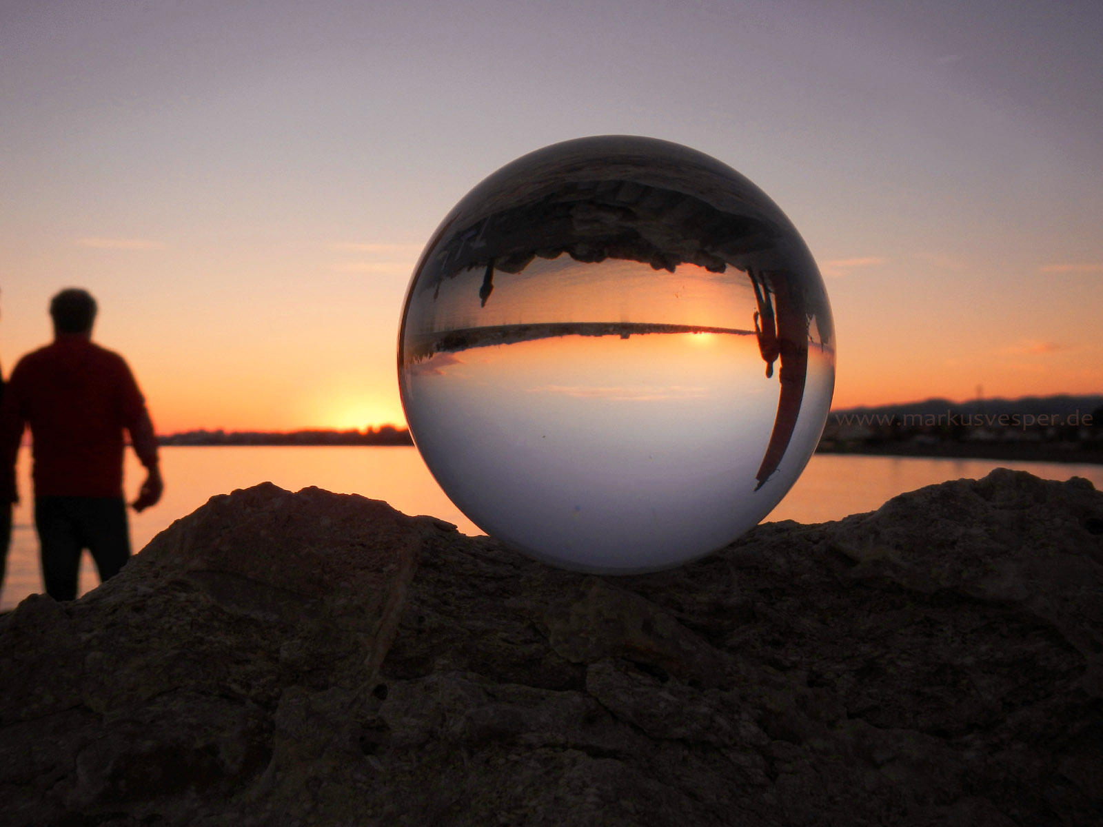 Upside down sunset in crystal ball by Acrylicdreams