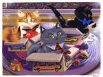 Three Cats by Pocketowl
