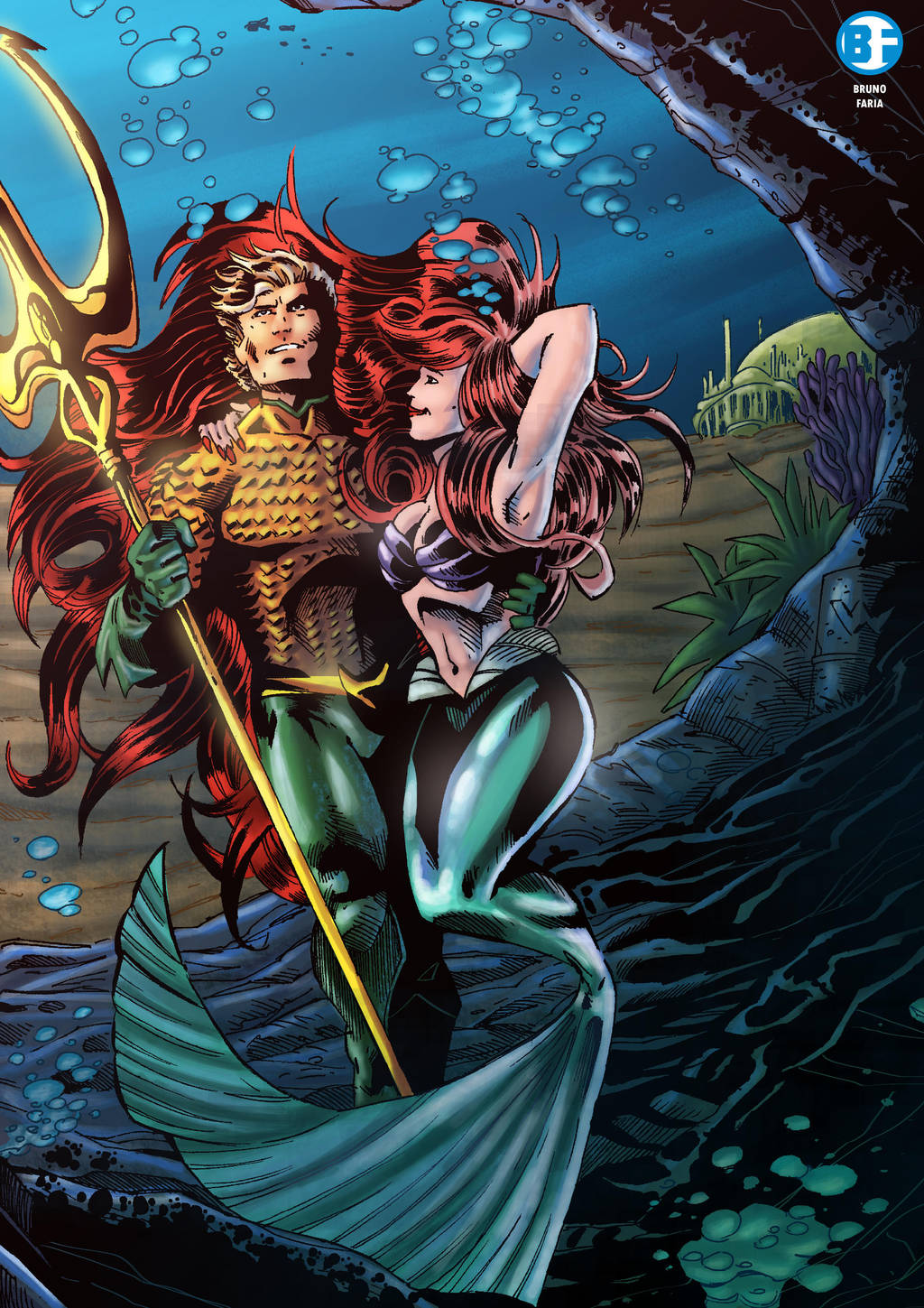 Aquaman and Ariel by BrunoFariaINK on DeviantArt