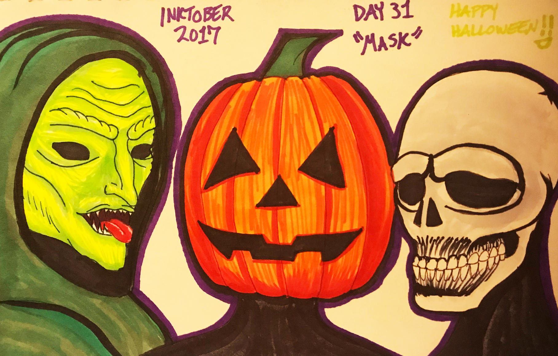 Inktober 2017 Day 31 'Mask' by Valor1387