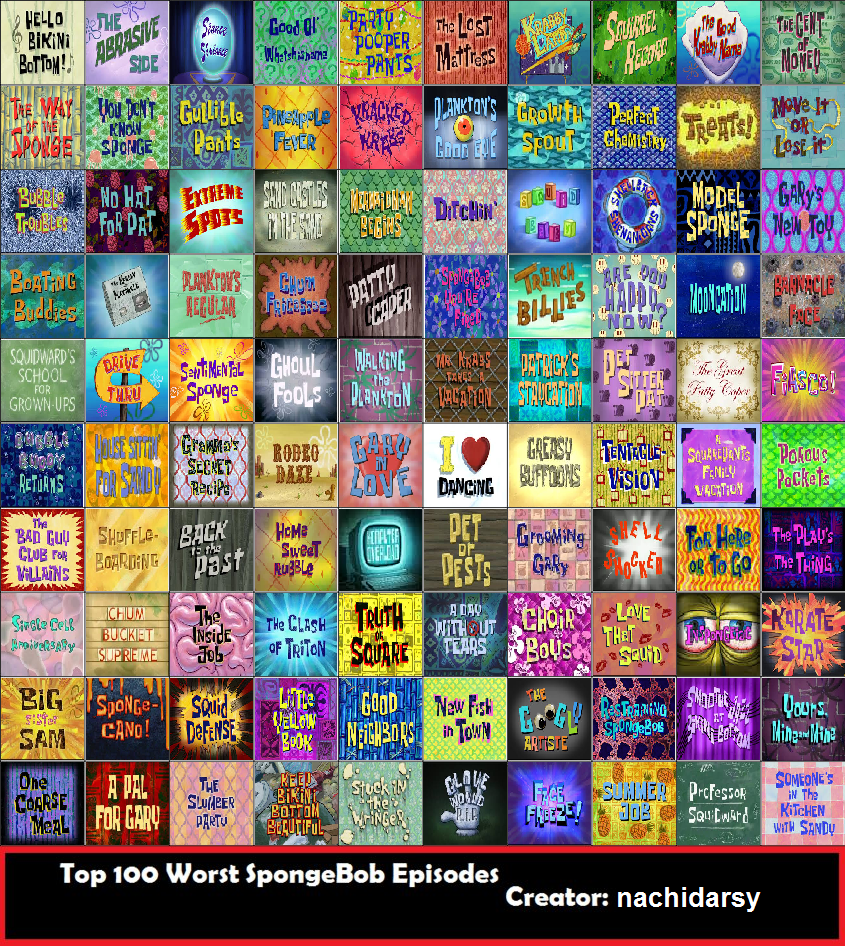 Top 10 Worst Episodes Of Spongebob Squarepants 100 Subscriber Special ...