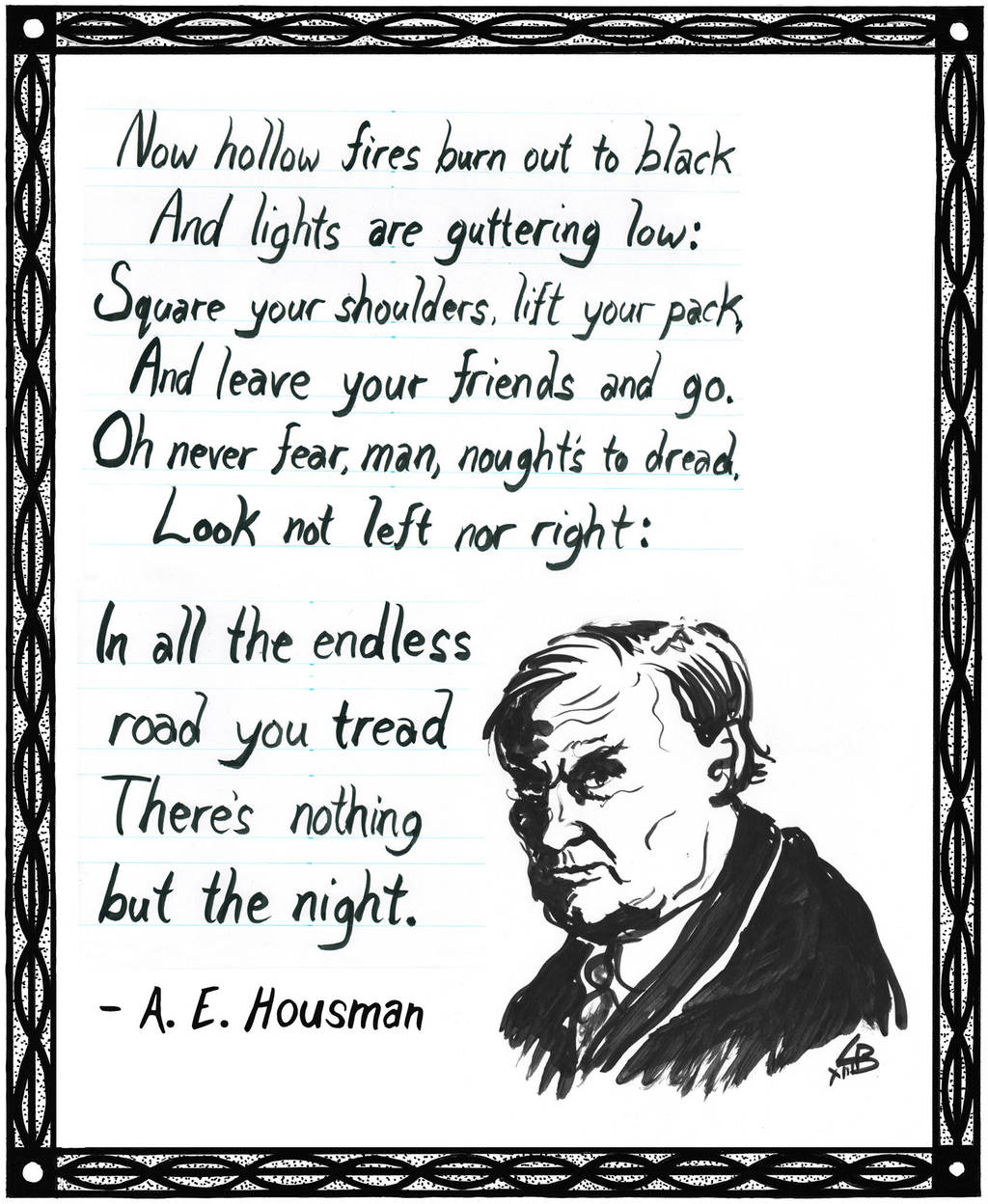 Poem by A.E. Housman ~ Drawing of Clarence Darrow by TheHuntingAccident