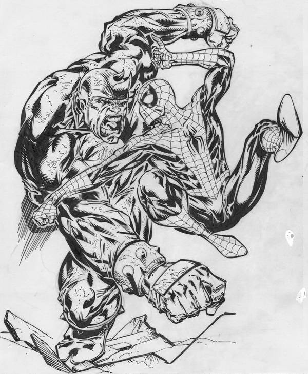 Marvel Rhino Coloring Pages guile spiderman vs rhinoinks by JimSandersIII on DeviantArt