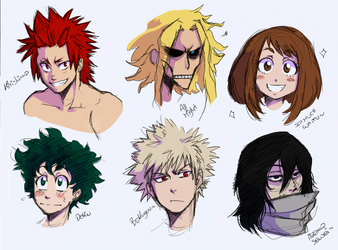 BNHA characters doodles by RiikoChick