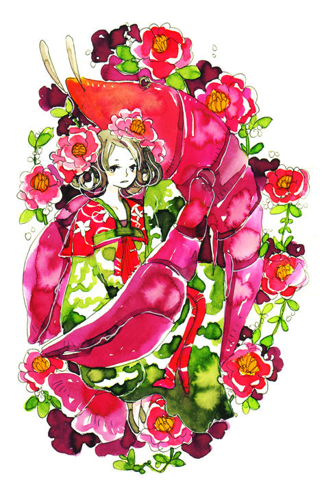 camellias and crayfish by koyamori
