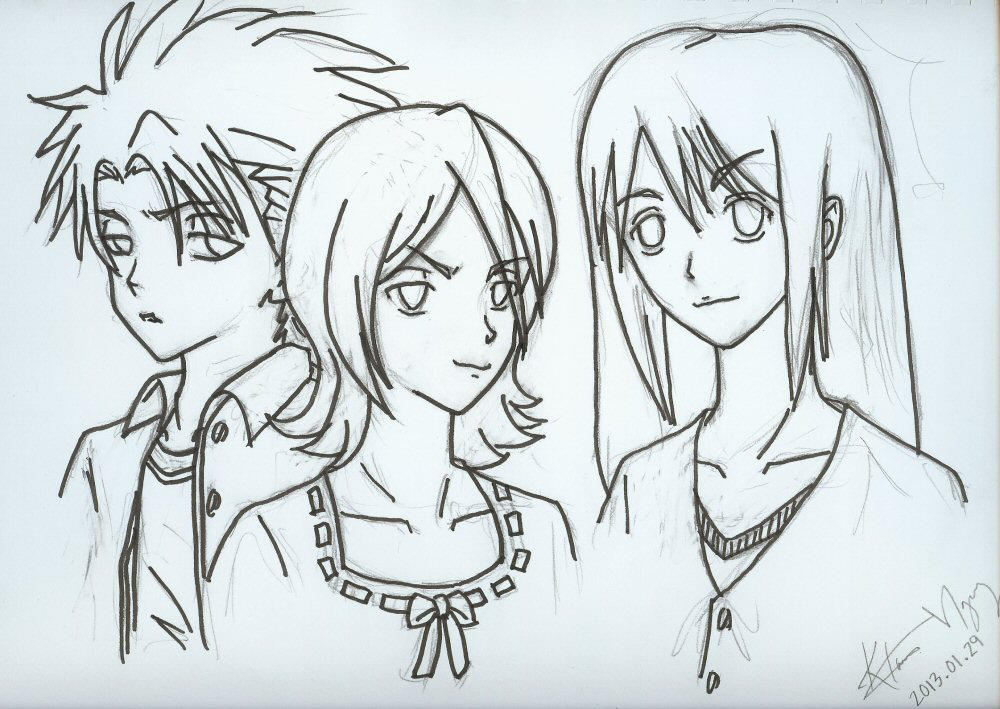 Rukia with Toushirou and Momo by kurosu