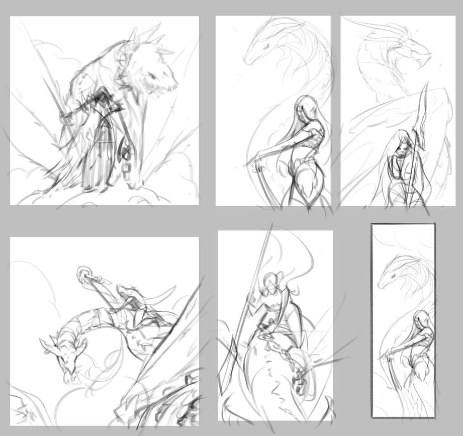 Dragon-Tamer-Initial-Sketches by drbjrart Dragon-Tamer-Initial-Sketches by drbjrart