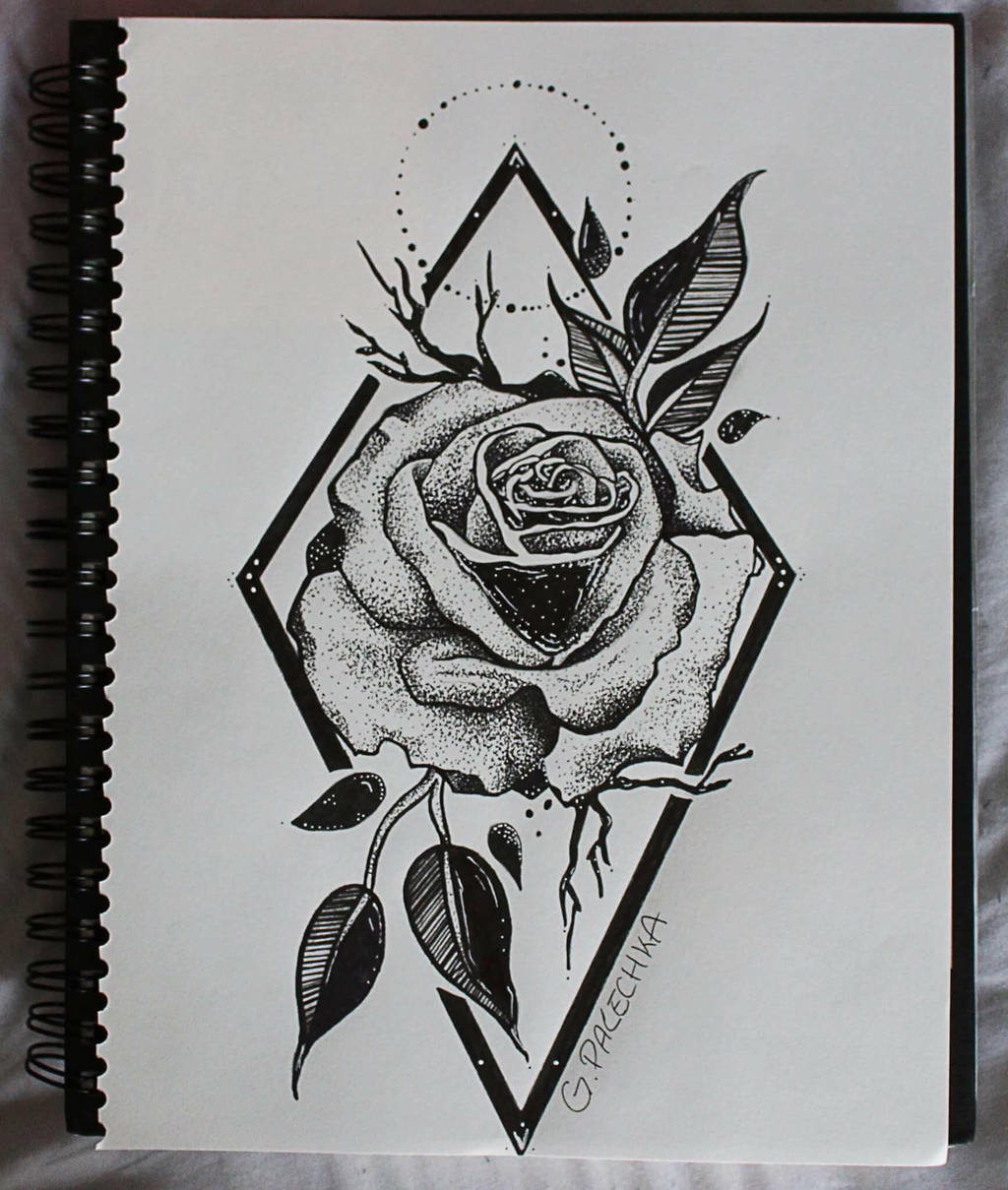 Geometric Rose Drawing by geniapalechka on DeviantArt