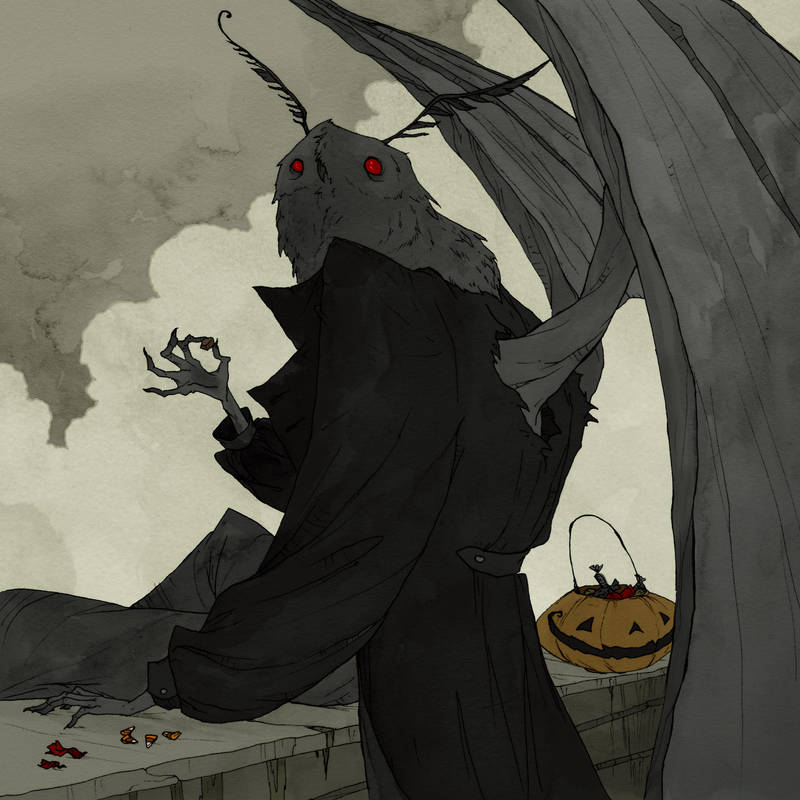 Drawlloween 2017 - Mothman by AbigailLarson