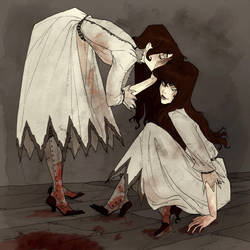 Drawlloween 2017 - Creepy Twins by AbigailLarson