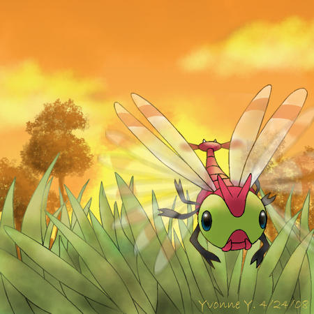 Pokemon Yanma at Sunset by princess-phoenix