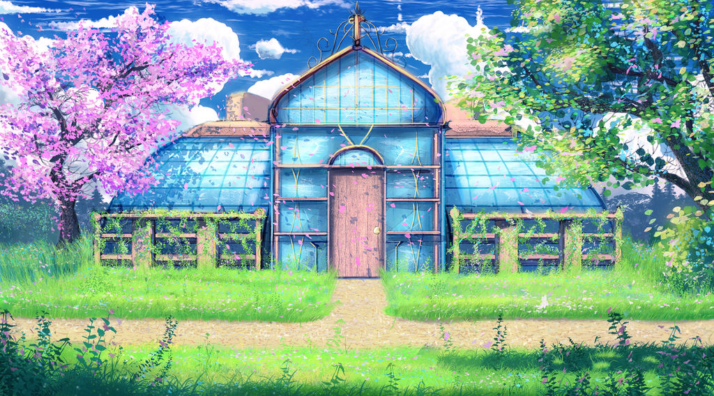 Anime style background - Greenhouse by Hibelton