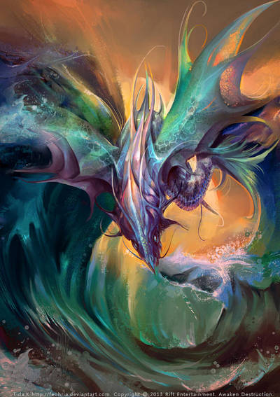 Aquatic element dragon by Pearlpencil