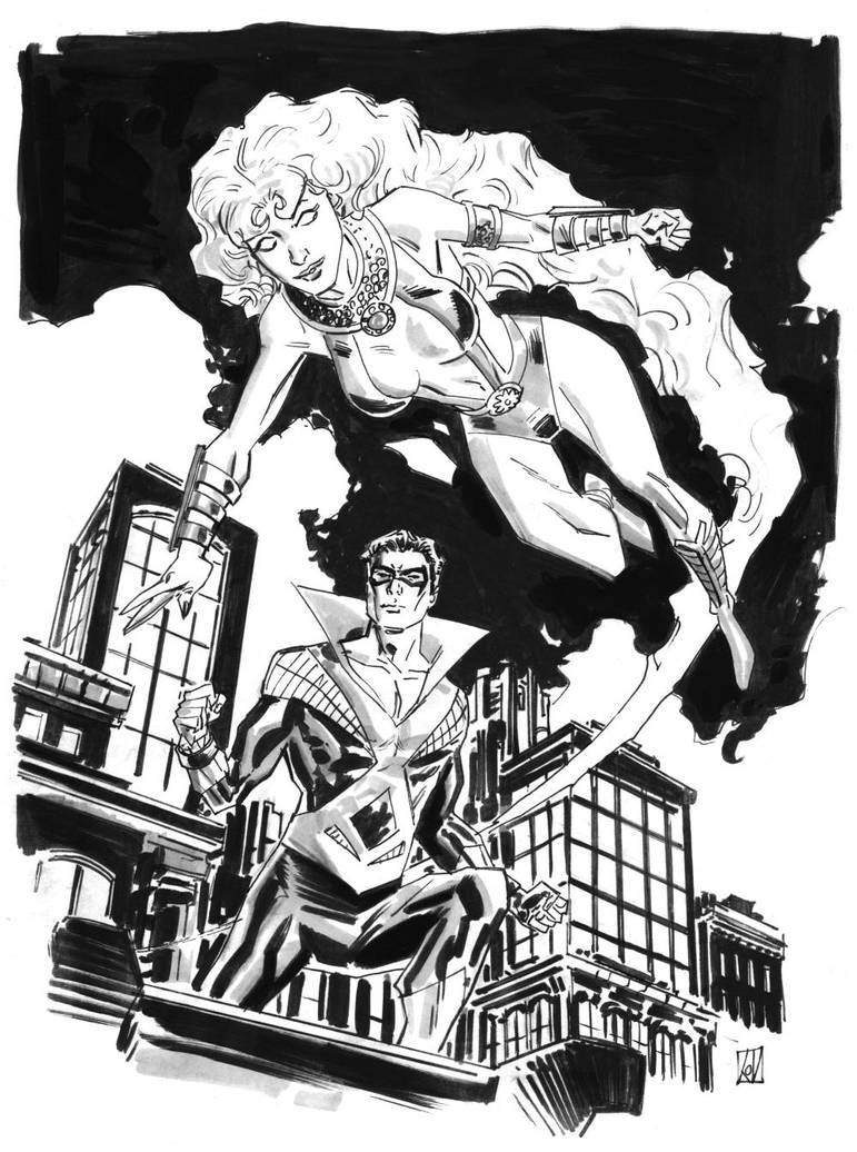 Starfire and NIghtwing by deankotz