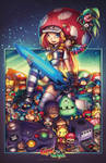 GameCave: Fighting Junkies Bombkatt Print final by RobDuenas
