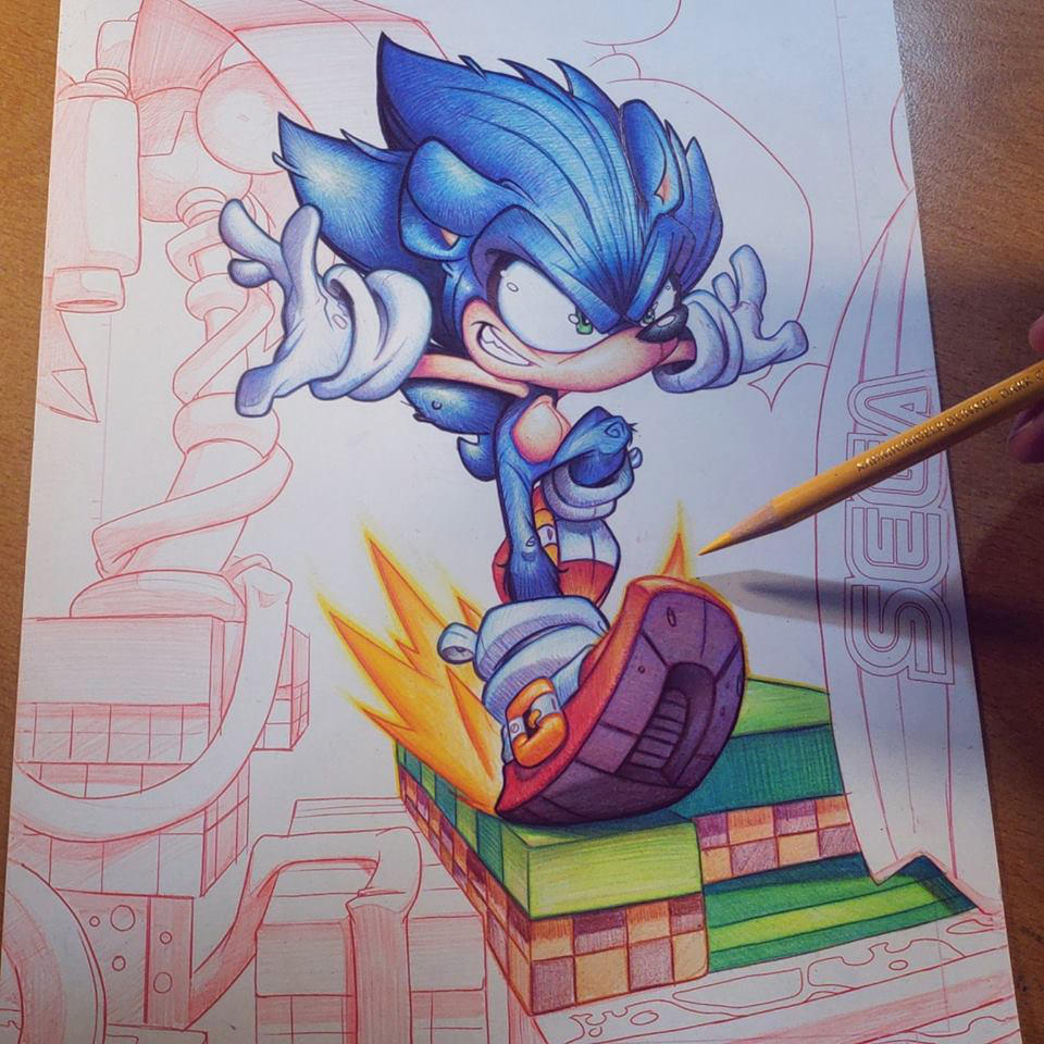 Sonic Hedgehog Commish WIP by RobDuenas