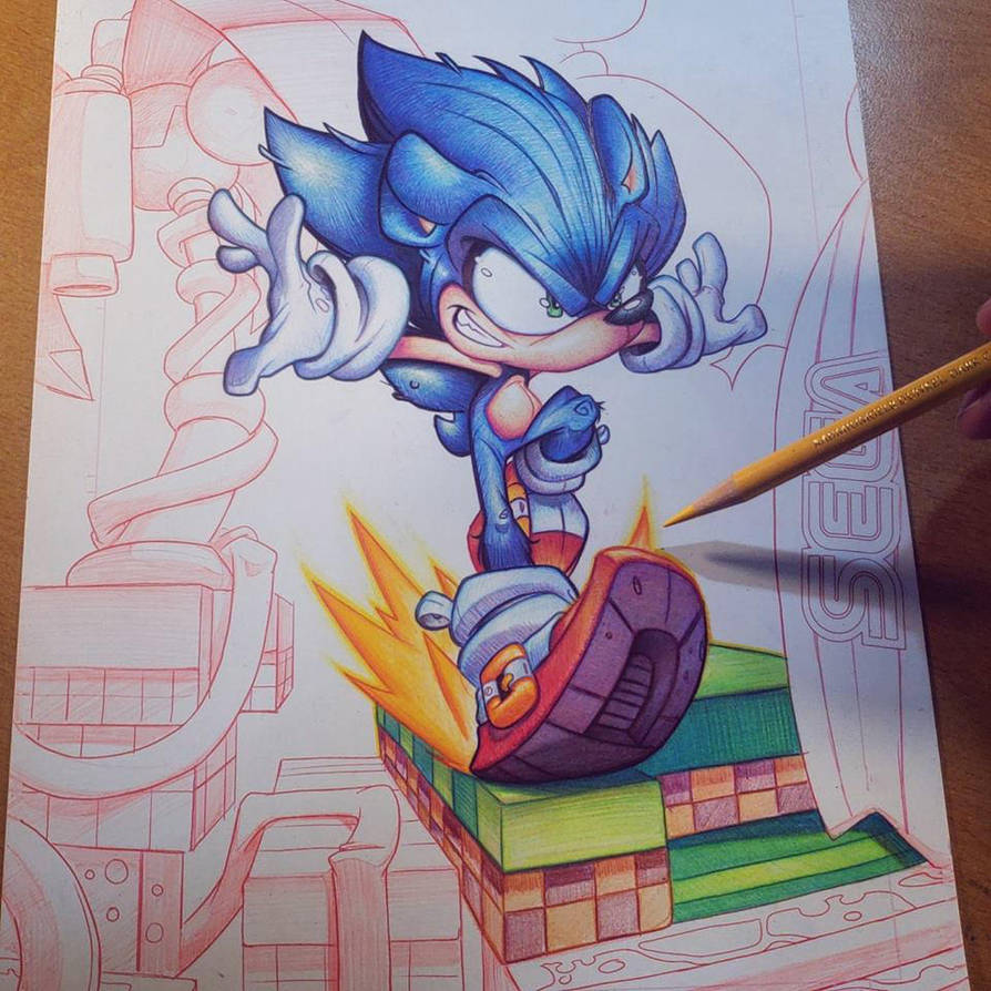 Sonic Hedgehog Commish WIP by RobDuenas