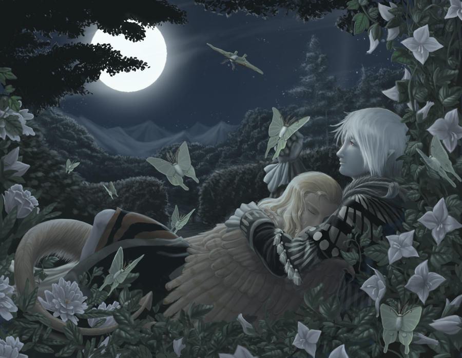Moonlight garden by hibbary on DeviantArt