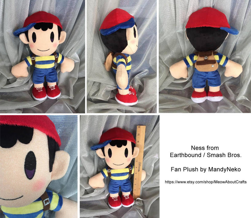 Ness from Earthbound / Smash Bros plush doll by MandyNeko