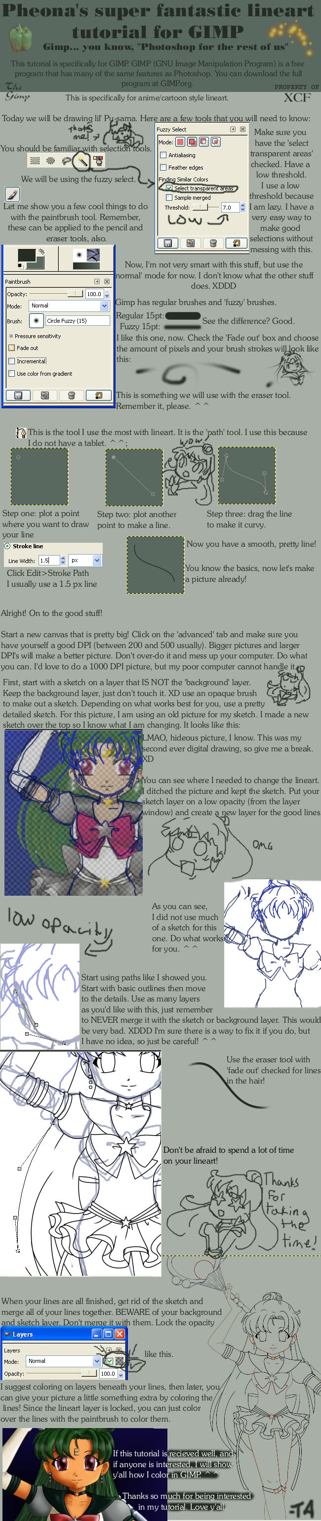 Lineart tutorial for GIMP by pheona